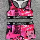Nuevo conjunto de ropa interior deportiva transpirable de poliester para mujeres, que incluye sujetador deportivo y bragas para actividades al aire libre, equitacion y fitness