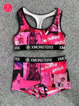 Nuevo conjunto de ropa interior deportiva transpirable de poliester para mujeres, que incluye sujetador deportivo y bragas para actividades al aire libre, equitacion y fitness
