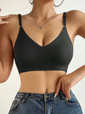NEW 1 pieza Sosten de hombro ajustable sin costuras para mujer, con almohadillas removibles y estilo sexy