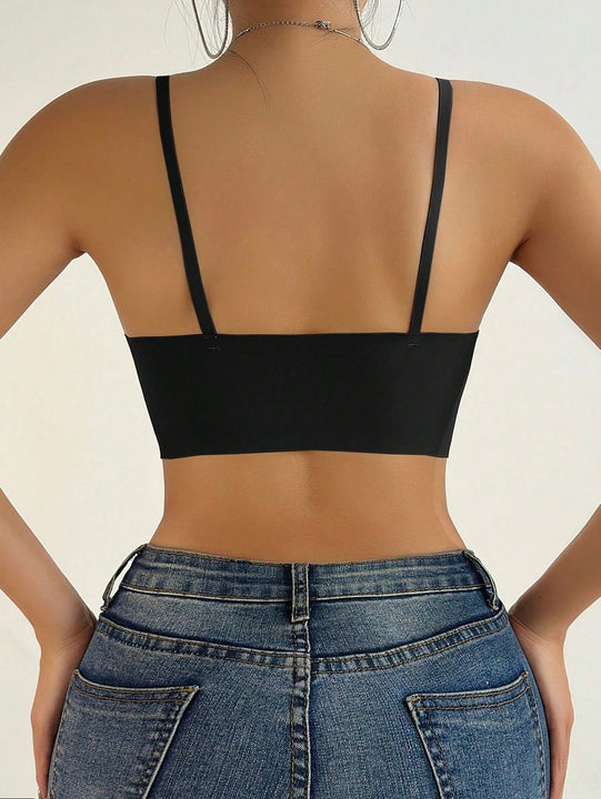 NEW 1 pieza Sosten de hombro ajustable sin costuras para mujer, con almohadillas removibles y estilo sexy