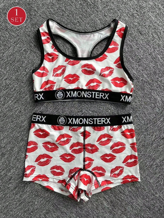 Conjunto de bralette y calzoncillos deportivos para mujer para ciclismo y gimnasia, con hermosa espalda