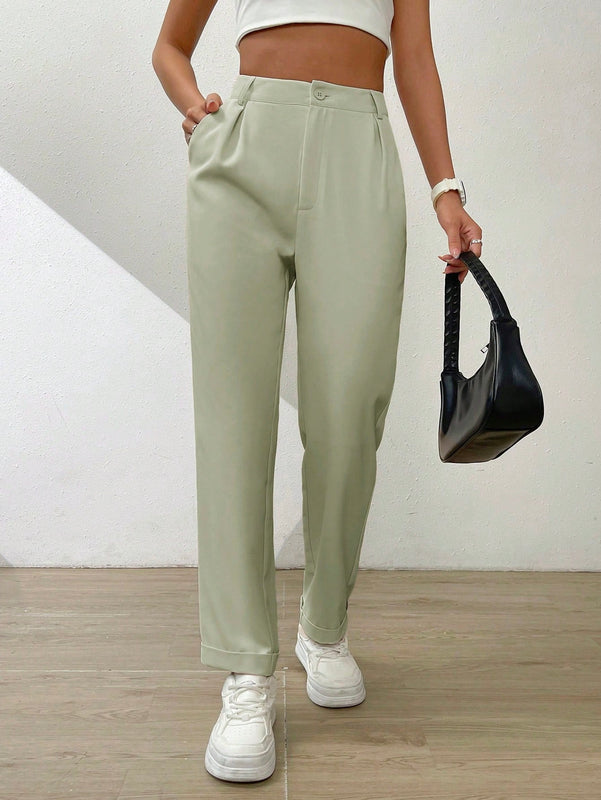 Essnce pantalones largos casuales y conicos de unicolor para ir al trabajo