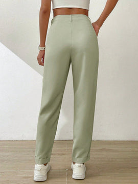 Essnce pantalones largos casuales y conicos de unicolor para ir al trabajo