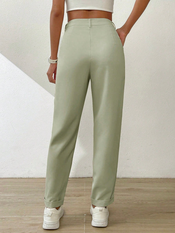 Essnce pantalones largos casuales y conicos de unicolor para ir al trabajo