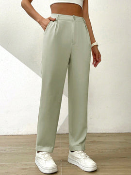 Essnce pantalones largos casuales y conicos de unicolor para ir al trabajo