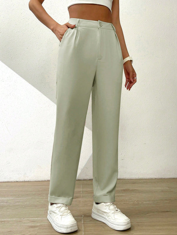 Essnce pantalones largos casuales y conicos de unicolor para ir al trabajo