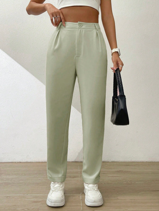 Essnce pantalones largos casuales y conicos de unicolor para ir al trabajo