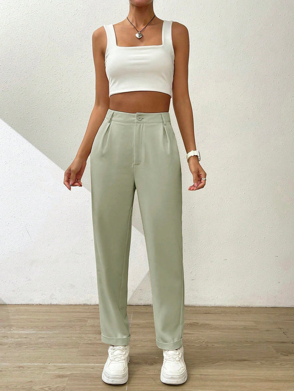 Essnce pantalones largos casuales y conicos de unicolor para ir al trabajo