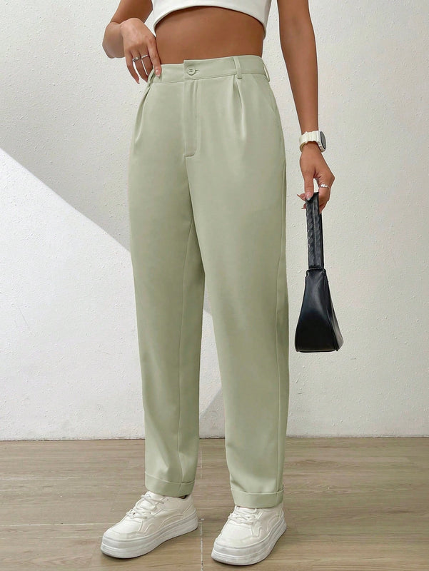 Essnce pantalones largos casuales y conicos de unicolor para ir al trabajo