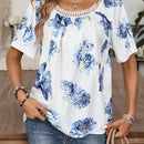 NEW EMERY ROSE Blusa de verano sencilla para uso diario impresa al azar para mujer