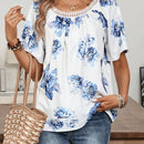NEW EMERY ROSE Blusa de verano sencilla para uso diario impresa al azar para mujer