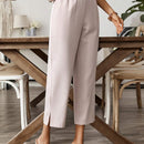 EMERY ROSE Pantalones casuales de mujer de pierna ancha con abertura lateral en un solo color