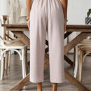 EMERY ROSE Pantalones casuales de mujer de pierna ancha con abertura lateral en un solo color