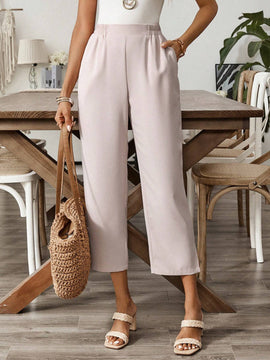 EMERY ROSE Pantalones casuales de mujer de pierna ancha con abertura lateral en un solo color