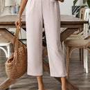 EMERY ROSE Pantalones casuales de mujer de pierna ancha con abertura lateral en un solo color