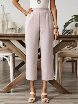 EMERY ROSE Pantalones casuales de mujer de pierna ancha con abertura lateral en un solo color