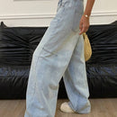 DAZY Jeans informales de pierna ancha con cremallera para mujer