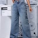 EZwear Jeans de pierna ancha lavados informales para mujer