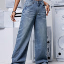 EZwear Jeans de pierna ancha lavados informales para mujer