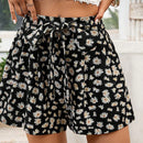 VCAY Shorts anchos de pierna con lazo y estampado floral pequeno