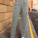 LUNE Pantalones casuales de pierna recta para mujer con bolsillos con parche