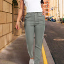 LUNE Pantalones casuales de pierna recta para mujer con bolsillos con parche
