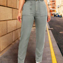 LUNE Pantalones casuales de pierna recta para mujer con bolsillos con parche