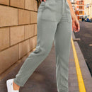 LUNE Pantalones casuales de pierna recta para mujer con bolsillos con parche