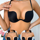 Sujetador con push-up de unicolor y espalda con tirantes cruzados sexy para mujer