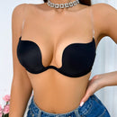 Sujetador con push-up de unicolor y espalda con tirantes cruzados sexy para mujer