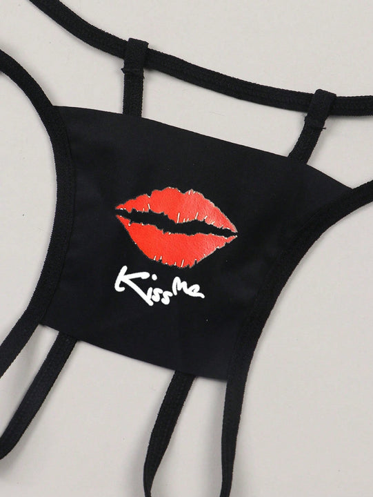 Conjunto de 7 tangas sexys para mujeres con estampado y abertura en la entrepierna