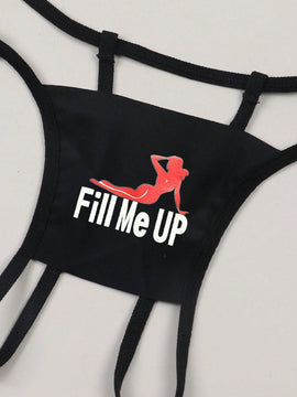 Conjunto de 7 tangas sexys para mujeres con estampado y abertura en la entrepierna