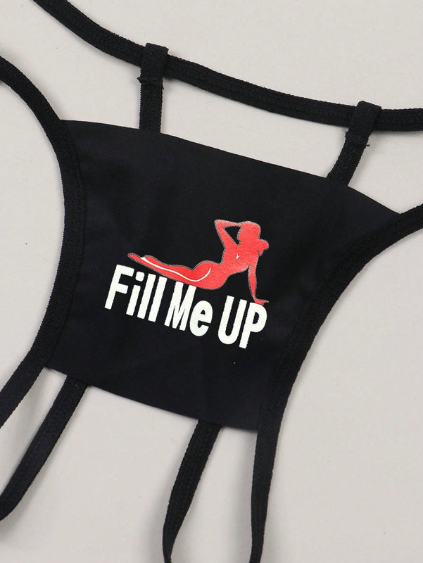 Conjunto de 7 tangas sexys para mujeres con estampado y abertura en la entrepierna