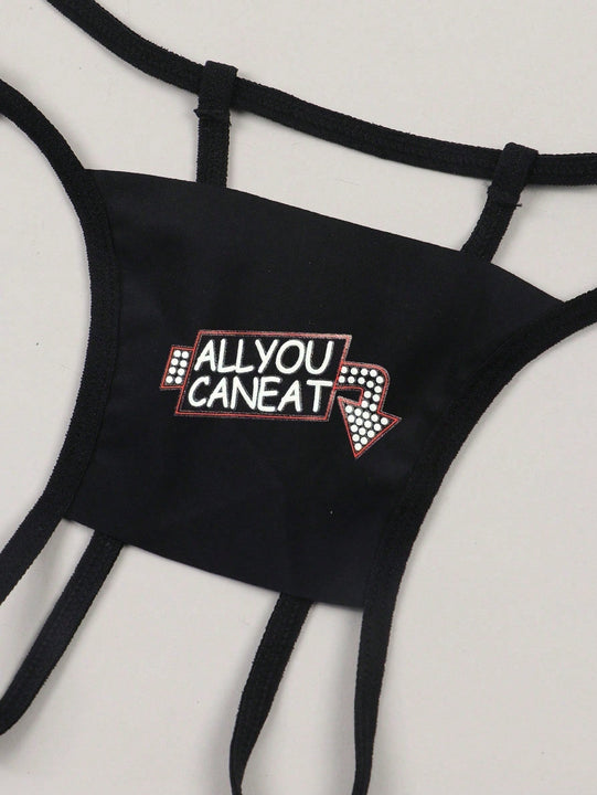 Conjunto de 7 tangas sexys para mujeres con estampado y abertura en la entrepierna