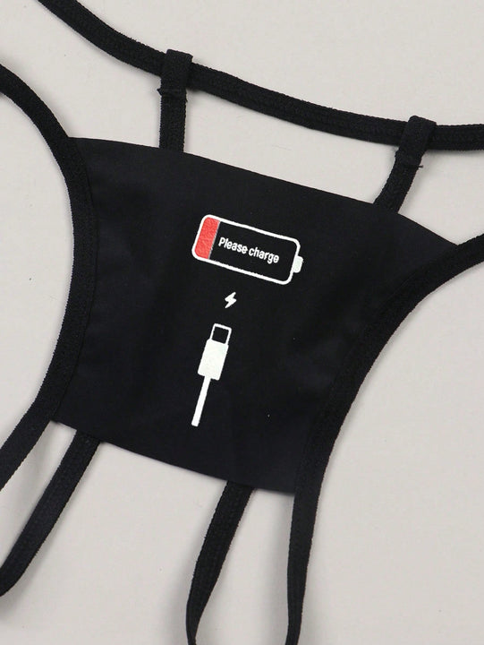 Conjunto de 7 tangas sexys para mujeres con estampado y abertura en la entrepierna