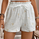 Frenchy Shorts de verano casuales bordados de encaje para mujer