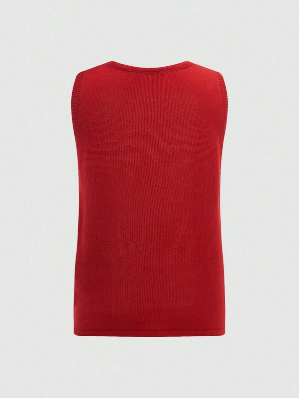 Essnce Chaleco sin mangas de punto solido para mujeres con cuello en V para uso diario en primavera y verano