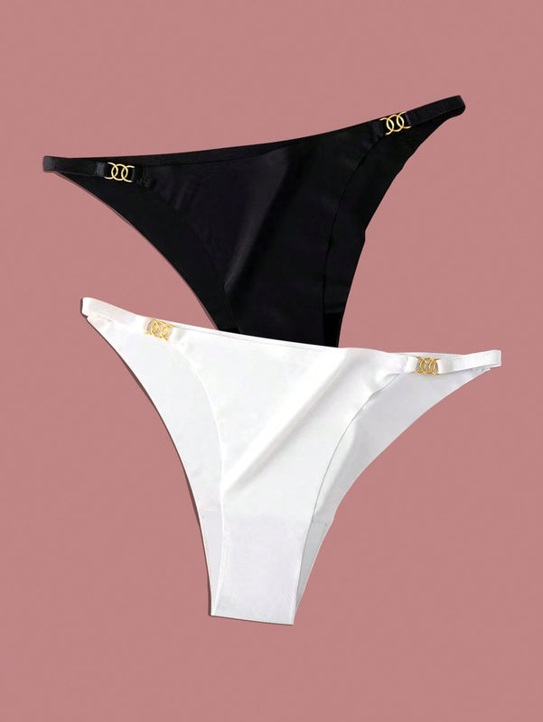 2 piezas de braguitas tipo tanga de cinturon delgado, comodas y sin costuras, lenceria y ropa interior femenina de cintura baja