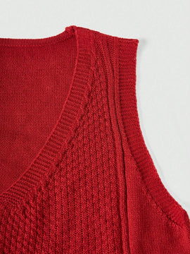 Essnce Chaleco sin mangas de punto solido para mujeres con cuello en V para uso diario en primavera y verano
