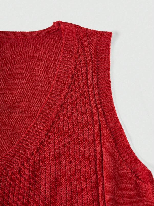 Essnce Chaleco sin mangas de punto solido para mujeres con cuello en V para uso diario en primavera y verano