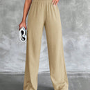 Tall pantalones rectos de talla alta con cintura elastica solida