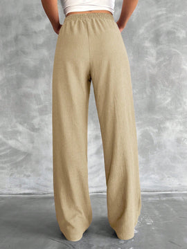 Tall pantalones rectos de talla alta con cintura elastica solida