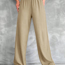 Tall pantalones rectos de talla alta con cintura elastica solida