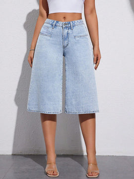 Essnce Shorts Jeans casuales simples de unicolor para mujer