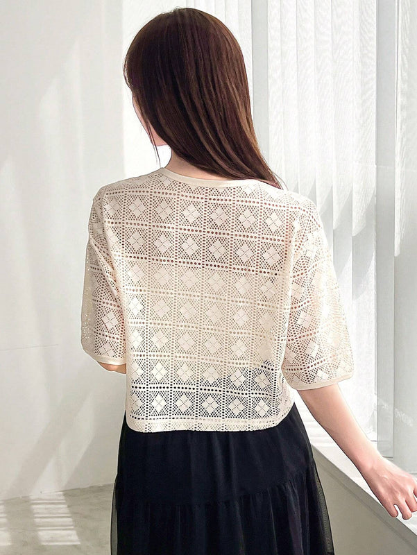 FRIFUL Designer Camisa hueca de disenador para mujeres decorada con mariposas para primavera/verano