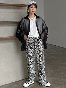 Friful pantalones anchos de mujer con cordon en la cintura, estilo casual para uso diario, con rayas