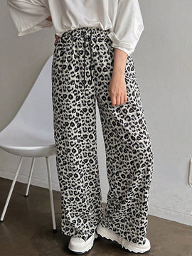 Friful pantalones anchos de mujer con cordon en la cintura, estilo casual para uso diario, con rayas