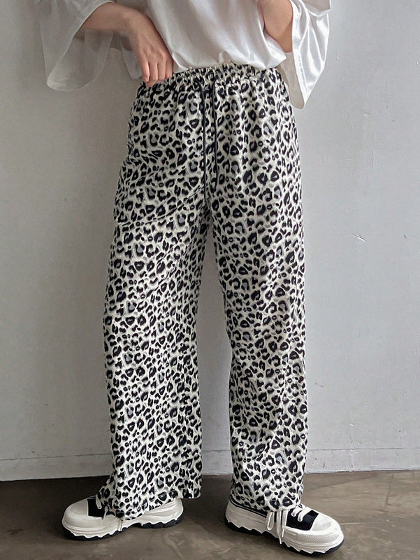 Friful pantalones anchos de mujer con cordon en la cintura, estilo casual para uso diario, con rayas