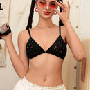 Sujetador para mujer con hebilla frontal de estilo simple y estrellas en malla