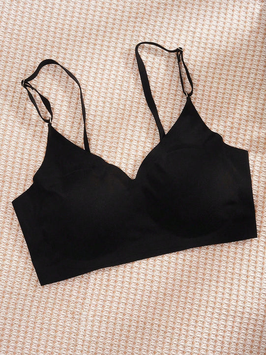 NEW 1 pieza Sosten de hombro ajustable sin costuras para mujer, con almohadillas removibles y estilo sexy